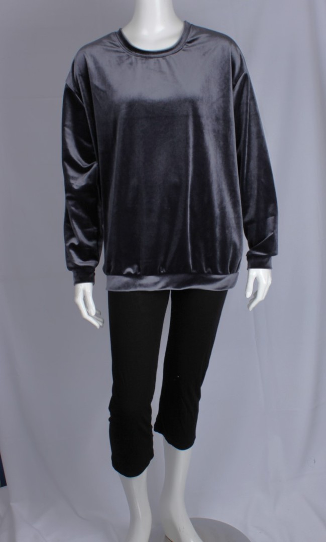 ALICE & LILY winter warm velvet top grey Sizes S,M,L,XL. STYLE: AL/531/GRY image 0